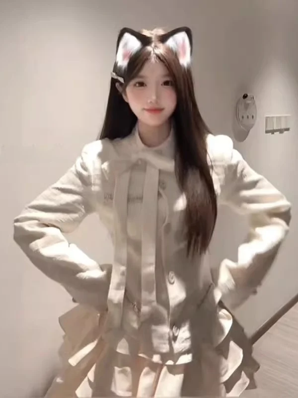 

Style Set Soft Wind High-End Short Jacket Cake Skirt Anti-Aging One Whole OOTD Spring Fashion Set Women's Clothing