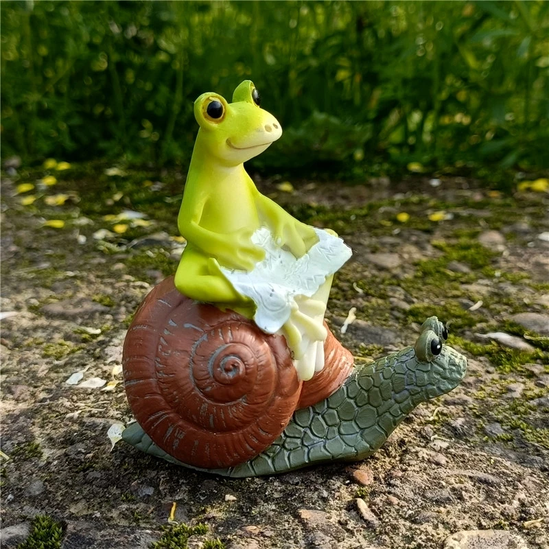 Funny Explorer Frog Miniature Rustic Resin Joyride Snail Figurine Bird Bonsai Decor Micro Landscape Fairy Garden Ornament Turtle