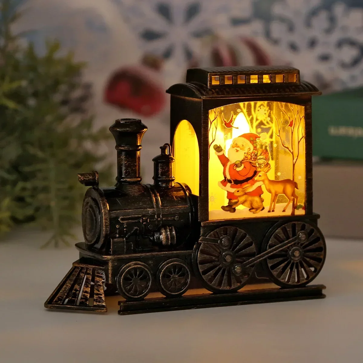 Christmas LED Night Lights Vintage Train Night Lamp Battery Powered Outdoor Hanging Lanterns Christmas Festive Party Decoration