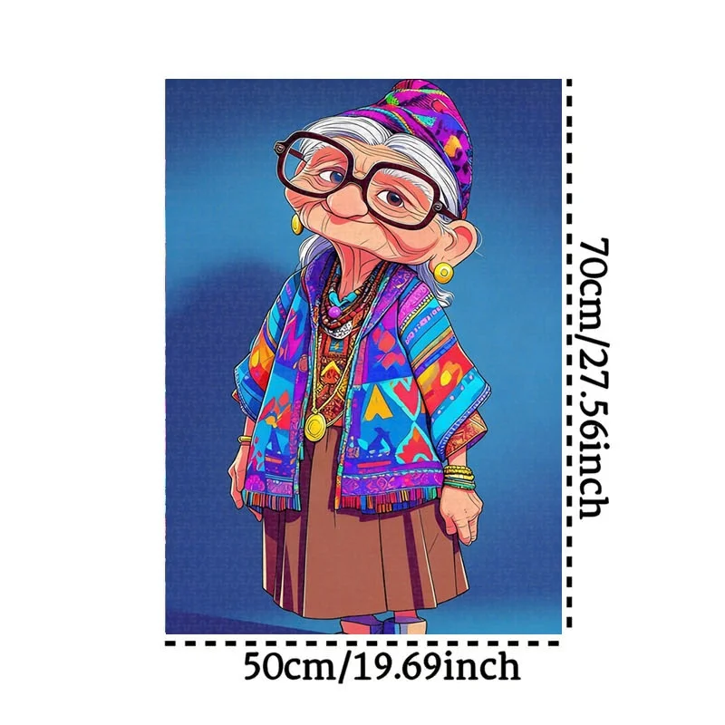 จิ๊กซอว์ภาพผู้หญิงสูงวัย 1,000 ชิ้น - ภาพที่ท้าทายพร้อมงานศิลปะผู้หญิงสูงวัยหลากสีสัน เหมาะสำหรับเกม DIY คลายเครียด