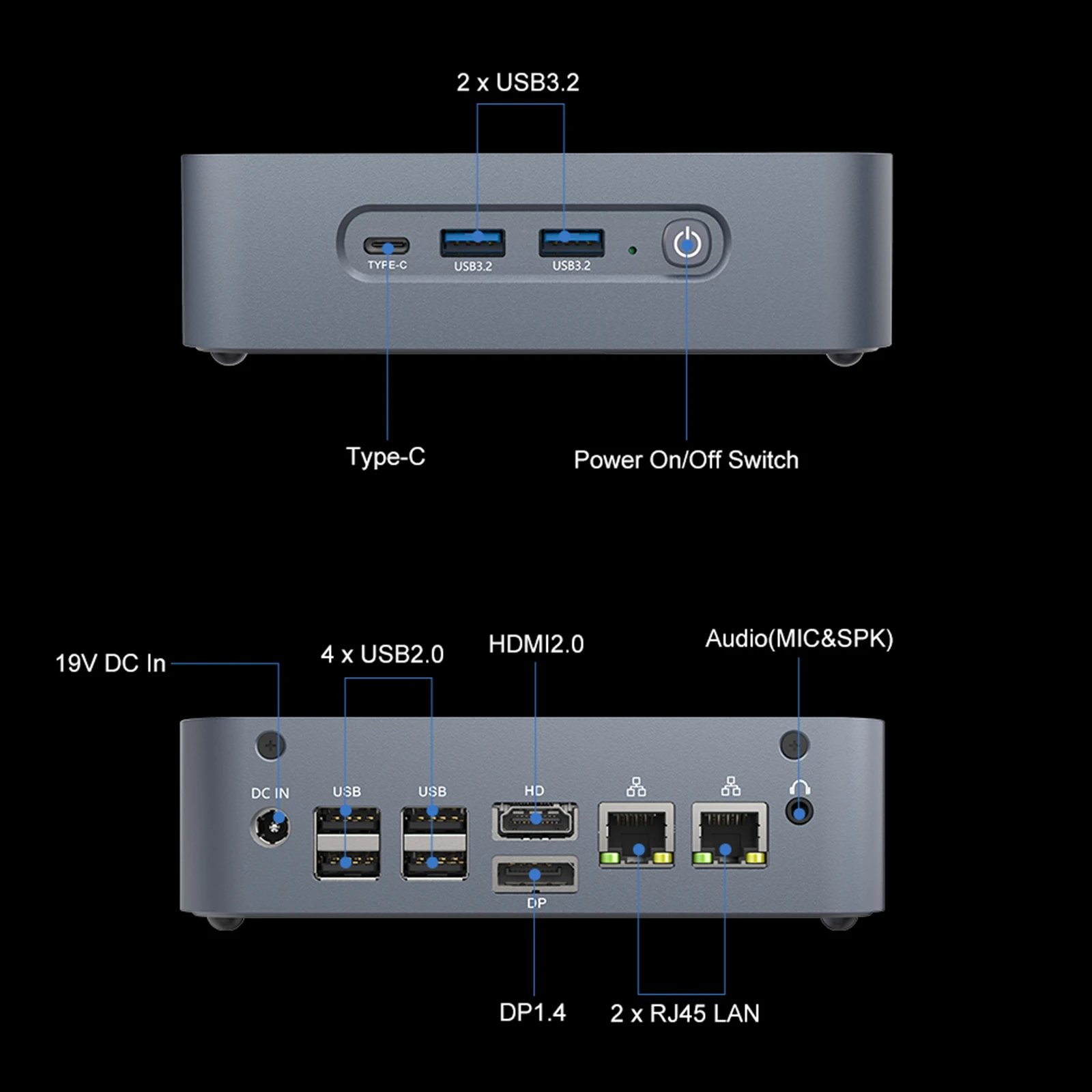 JIERUICC-Mini ordenador de escritorio 5900HX Ryzen, Mini PC Win 11 Pro, 8C/16T Max 4,6 GHz, 4K HDMI, USB-C, WiFi 6E, BT5.1, Dual 2,5G LAN