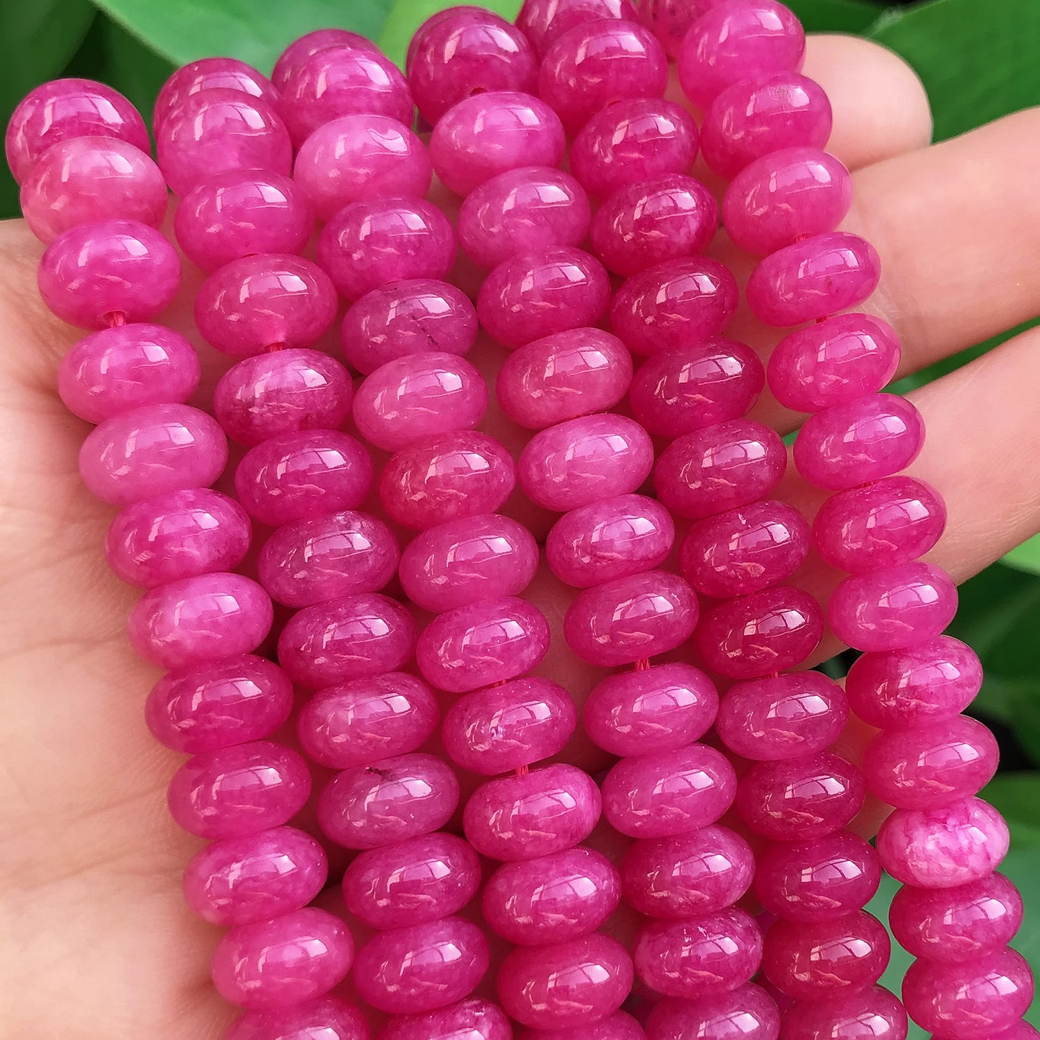 Natural Rondelle Stone 5x8mm Fuschia Jades Abacus Round Loose Spacer Beads for Jewelry DIY Bracelet Earrring Making Accessories