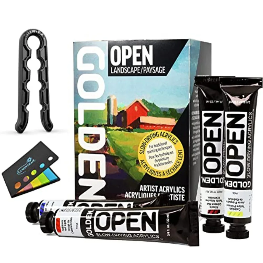 

【Spot goods】Golden OPEN Acrylic Paint Set Landscape Painting Set Slow Drying 7-Color Golden Acrylic Paint Sets with Golden Arti