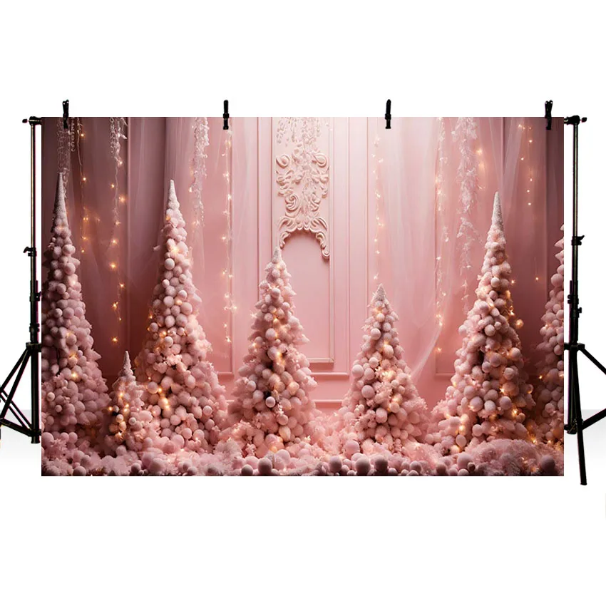 Mehofond Photography Background Christmas Pink Glitter Xmas Tree Holiday Party Kids Family Portrait Decor Backdrop Photo Studio