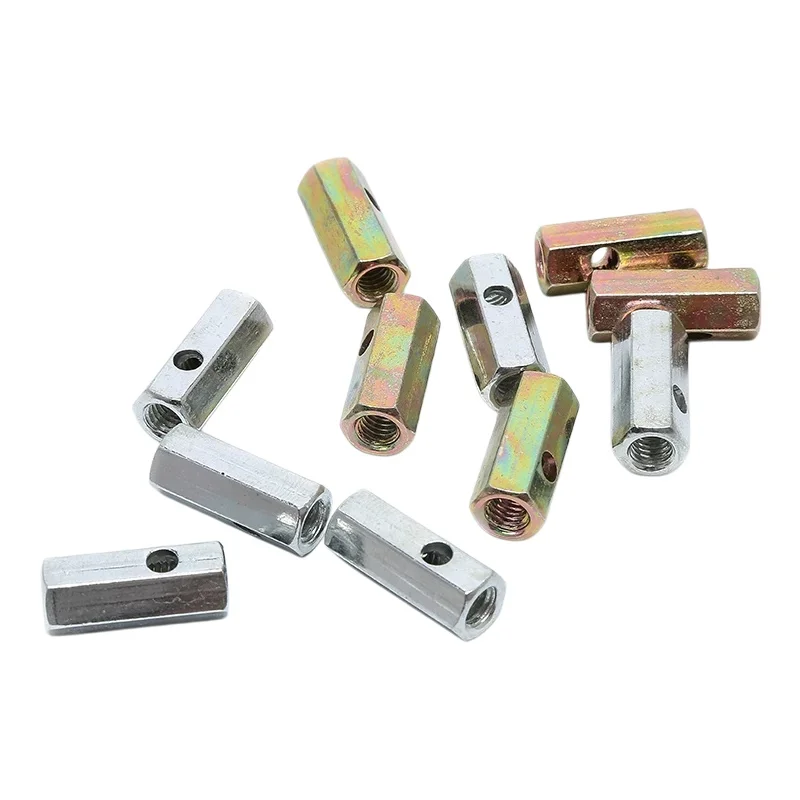 Carbon Steel White Zinc/color Zinc Hex Coupling Nuts M4 M5 M6 Fiber Optic Cable Fixing Post Terminal Post Transverse Hole Nuts