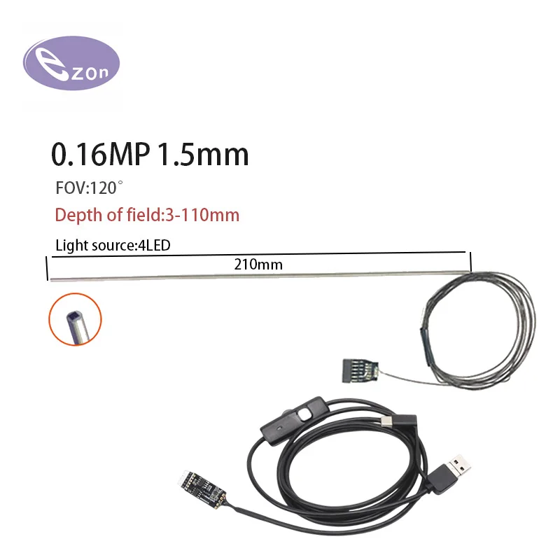 OCHTA10-KL10 1.5mm diameter 210mm long mini camcorders endoscope + decoding board EZON Chinese manufacturer