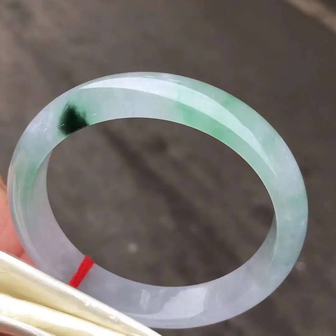 True Color High Ice Floating Blue Flower Jade Jadeite Bracelet Exquisite Noble Ladys Women Bangle Hadring Fine Jewelry