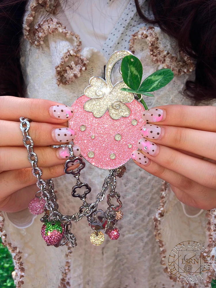 2025 New Necklace Summer Y2K Shiny Rhinestone Strawberry Crystal Star Metal Cute INS Accessaries for Women Girl gift Jewelry