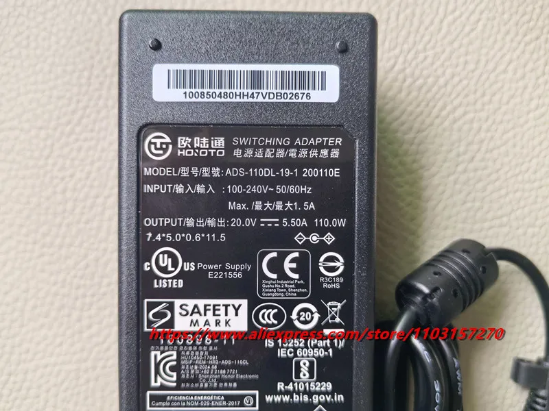 Genuine For LaCie 1Big Dock SSD Pro 110W Power Supply 20V 5.5A 110W ADS-110DL-19-1 200110E AC Adapter Charger