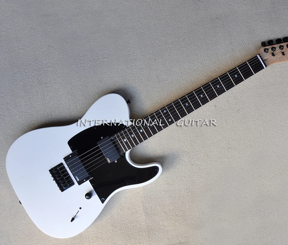 

6 Strings White Electric Guitar with Black Pickguard,Rosewood Fretboard,22 Frets
