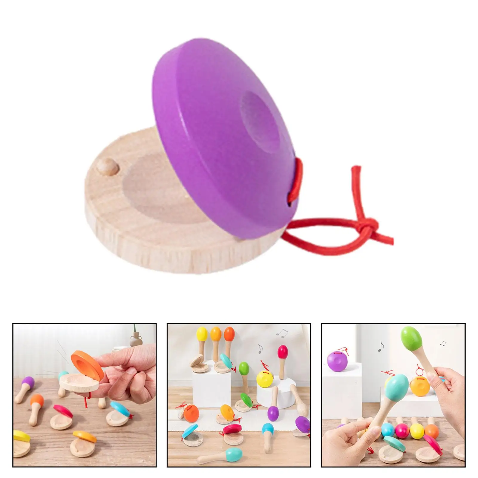 Wooden Castanet Music Educational Hand Clapper Baby Instruments Rhythm Toy for