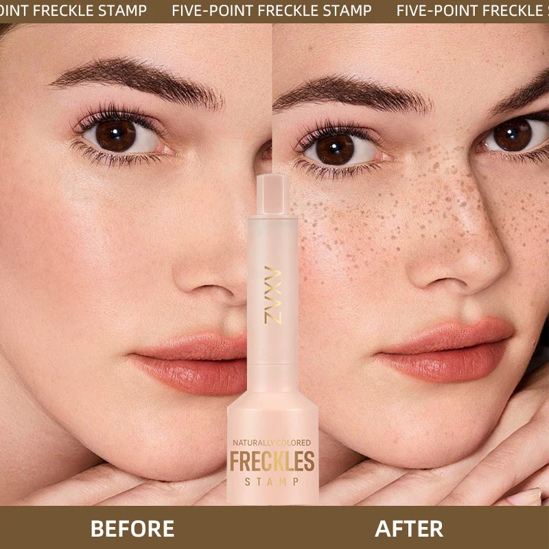 천연 주근깨 스탬프 펜 - 빠른 건조 방수 라이트 커버리지 임시 가짜 주근깨 메이크업 메이크업 브러쉬 얼굴용