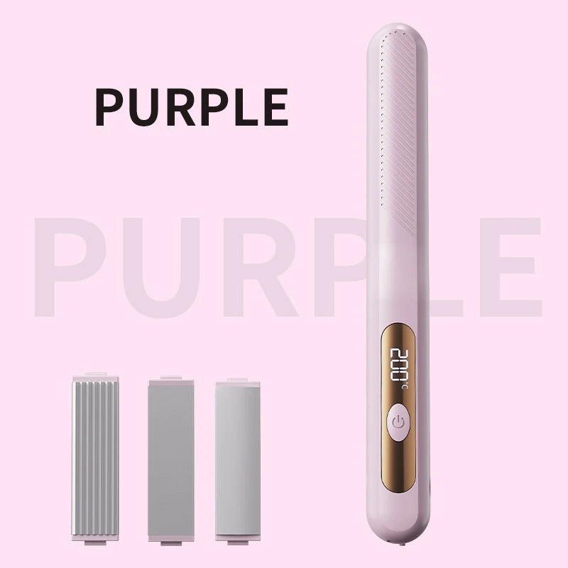 3-in-1 interchangeable head straightener and curling iron, cordless straightener/curling iron, hair straightener comb view 4
