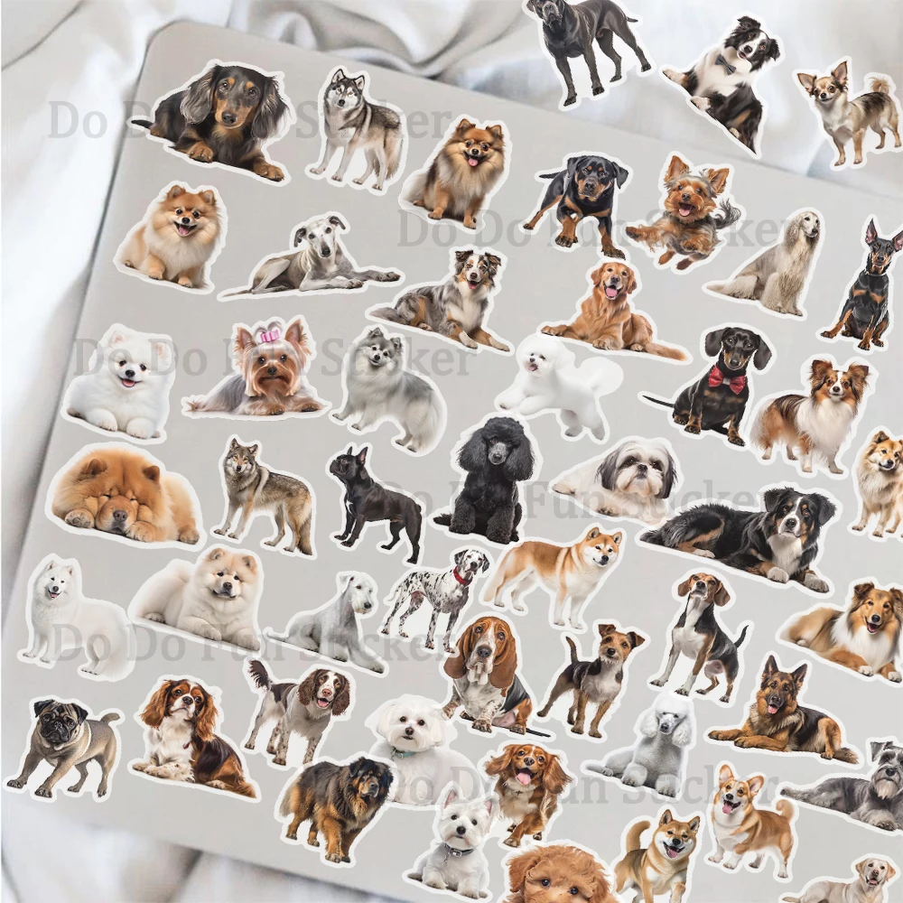 50PCS Fun Dog PET Double Transparent Waterproof DIY Stickers Fun Personalized Decoration Water Cup Scrapbook Guitar Phone Case