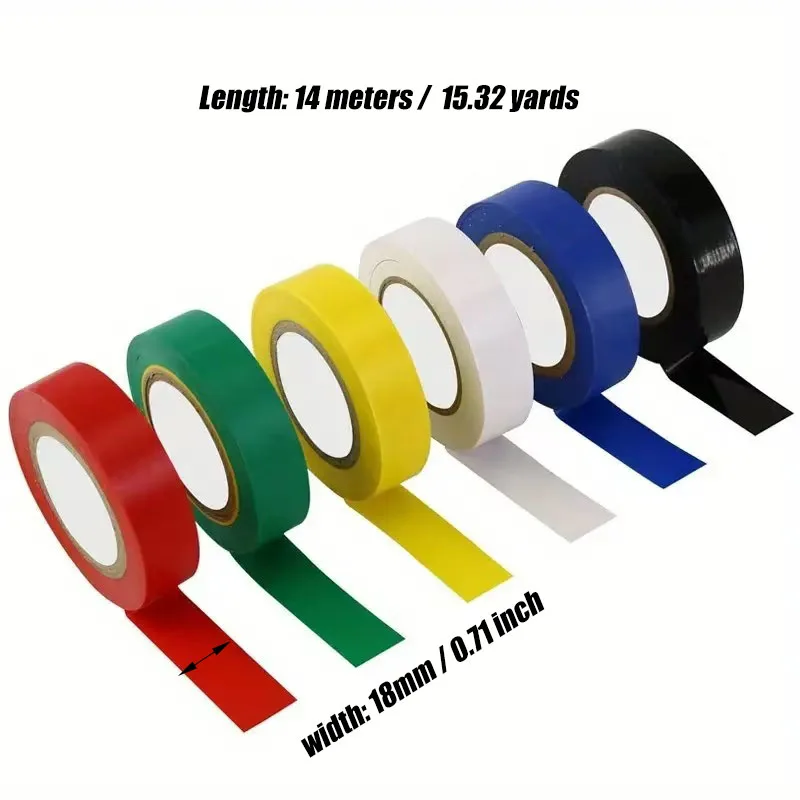 1PC PVC Electrical Insulation Tape Lead Free High Viscosity Flame Retardant Waterproof PVC Vinyl Tape For Voltage Wire Organizer