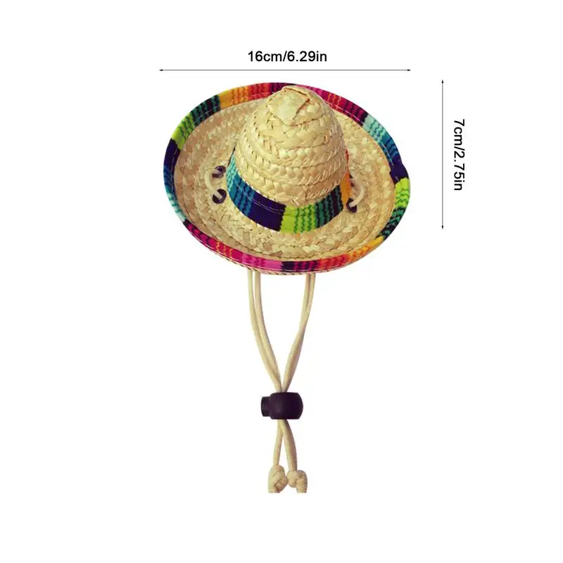 Cappello di paglia per cani messicani Mini cappelli di paglia Sombrero cappelli messicani Sombrero cappelli per feste cappello per animali domestici per De Mayo piccoli animali domestici gatti cani Party