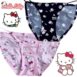 Sanrio Hello Kitty Thin Sexy Thongs Women's Panties Breathable Seamless Underwear Silk Satin Sexy Panty Thin Cozy Lingerie Hot