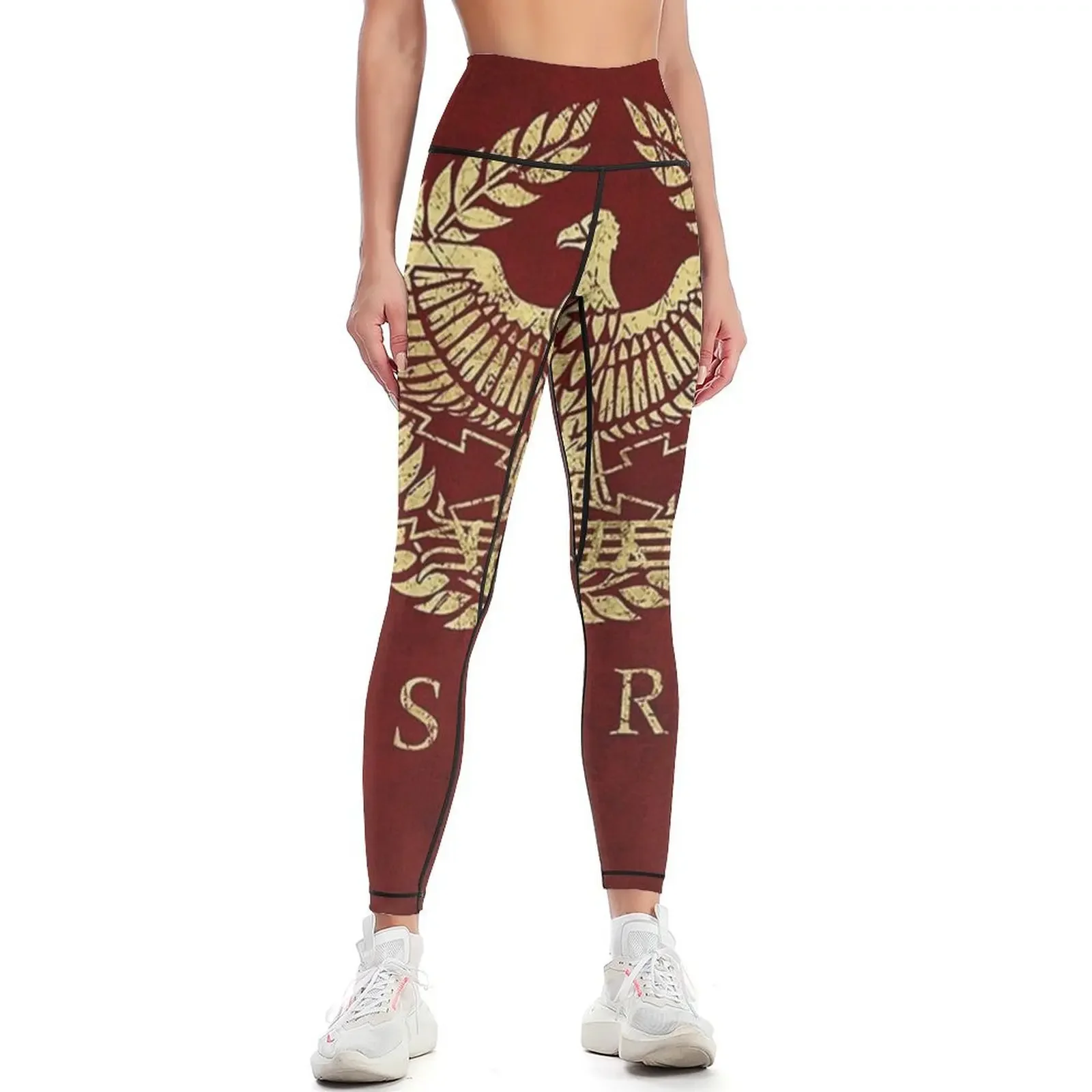

Roman Empire Emblem - Vintage Gold Leggings gym sportswear woman sportswear for gym gym's clothing for fitness Womens Leggings