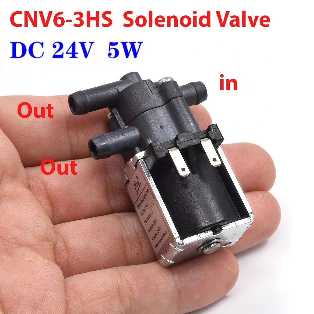 CNV6-3HS DC 24V Micro 2-Position 3-Way Solenoid Valve N/C Normally Closed Air Water Flow Control for Floor carpet Cleaner