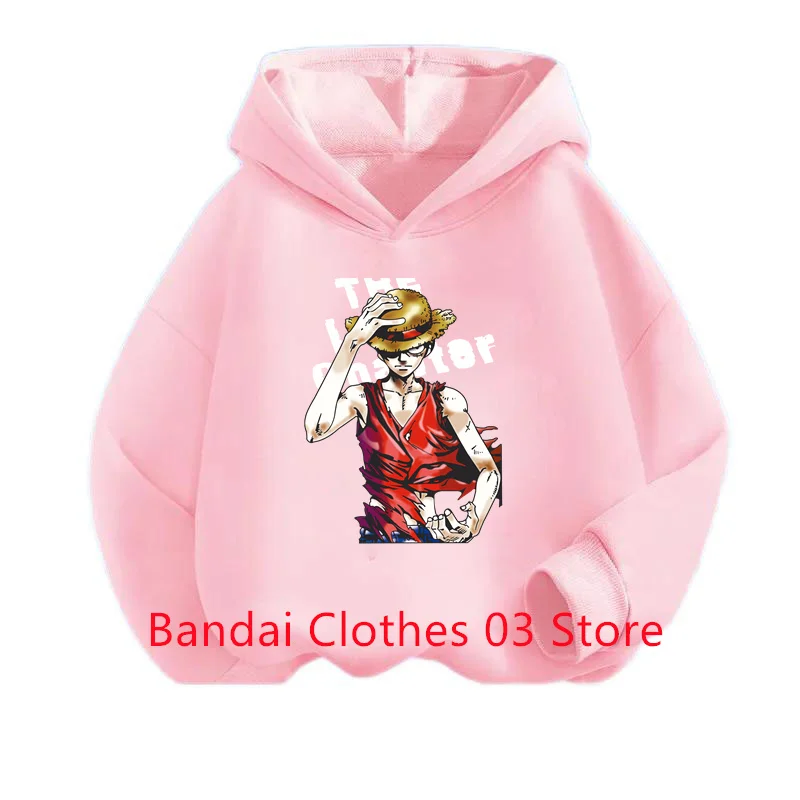 Outerwear Boy Tops One Piece Baby Clothes 2 to 12 Year Hoodie Luffy Sweatshirt for Children Girl 2024 Spring Clothing Mother