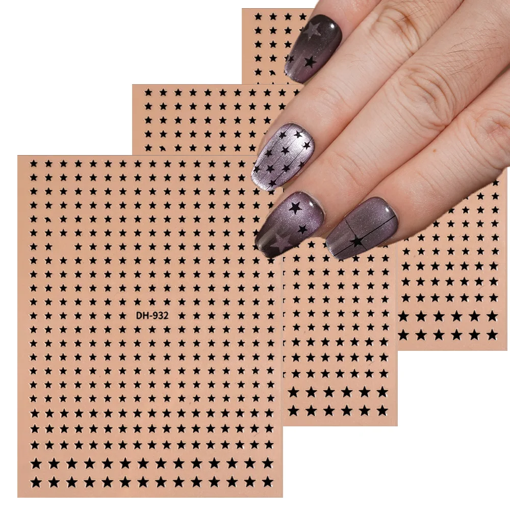 

1/5pcs Black Pentagram Nail Stickers Five-Pointed-Star Art Nail Stickers DIY Women's Decorative decals Self Adhesive Manicure