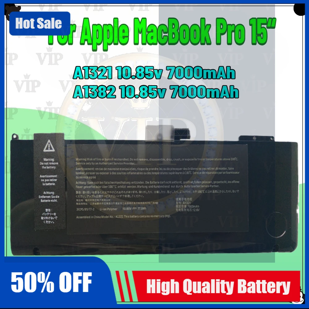 

New A1321 A1382 Laptop Battery For APPLE MacBook Pro 15" A1286 020-6380-A MC118LL/A MC372 MC371 MB985 MB986LL/A Fast Delivery