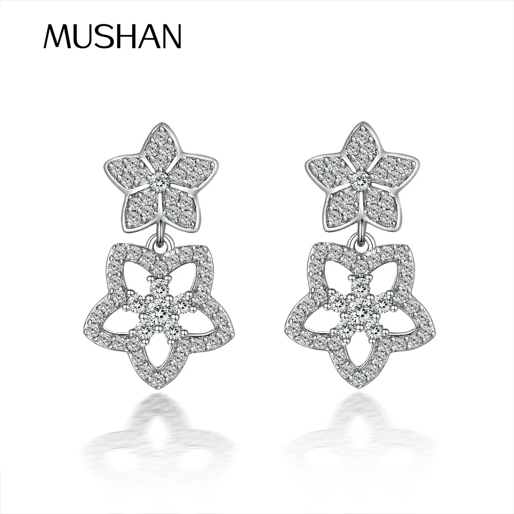 

Серьги-гвоздики MuShan из стерлингового серебра 925 пробы с подвесками и бриллиантами HCD, подарок на девичник, элитные ювелирные изделия, женские серьги, изысканные украшения