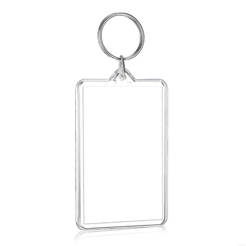 L93C Clear Plastic Picture Marco Keychain Rectangle Rectangle Keychains en blanco para naves