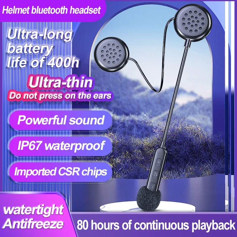 BT40 Summer Motorcycle Helmet Wireless Bluetooth Headset Voicer Dial Supe Sound Quality Auto Answer Connection 2 Phones