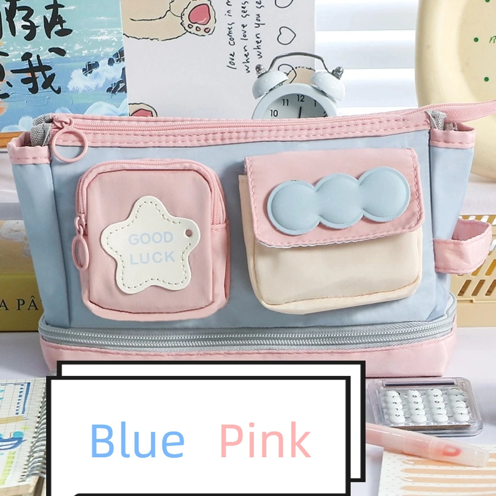 

Multilayer Y2K Star Stationery Bag Desktop Storage Large Capacity Korean Pencil Case Cosmetics Card Pen Aesthetic