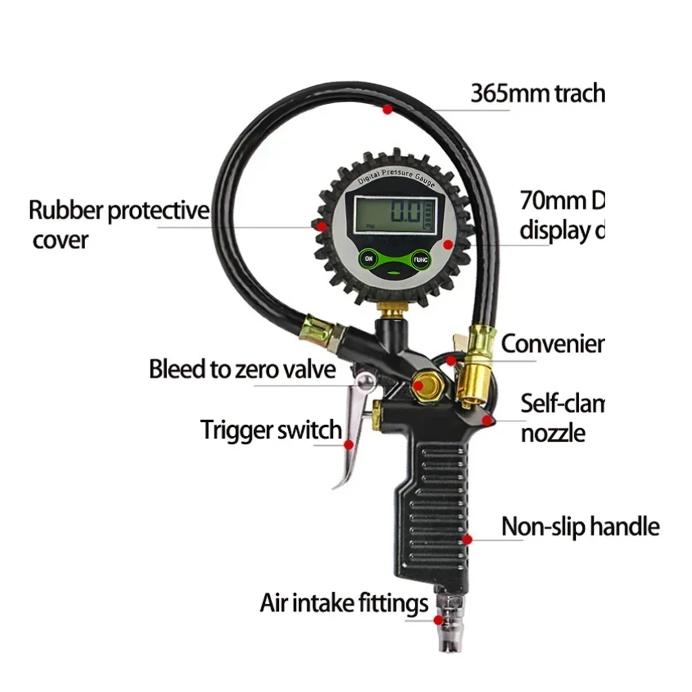Professional 0-220PSI Digital Tire Pressure Gauge with LCD Display High Precision Inflation Tool with Backlight for All Vehicles image 6
