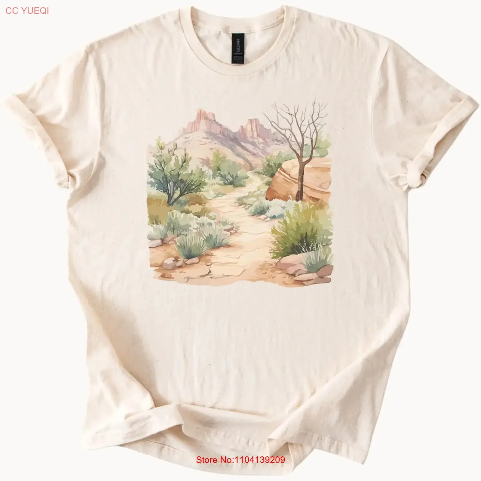 Desert Trail T Shirt Southwestern Style vintage Washed Breathable Versatile Slightly Top For Everyday Wear Stretched