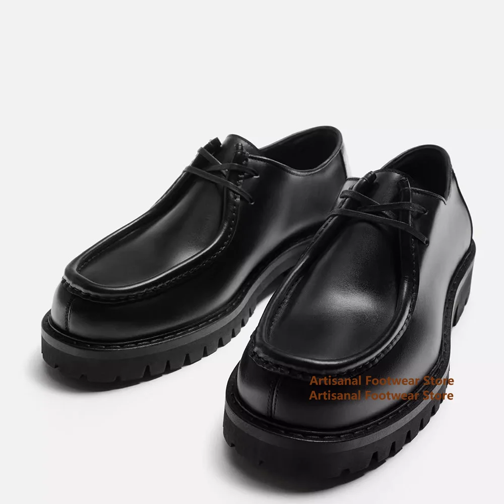 

Thick-Soled Derby Shoes Men's Shoes Designer Stylish Lace-Up Casual Shoes Wear-Resistant Brand Trendy Handmade Men's Shoes