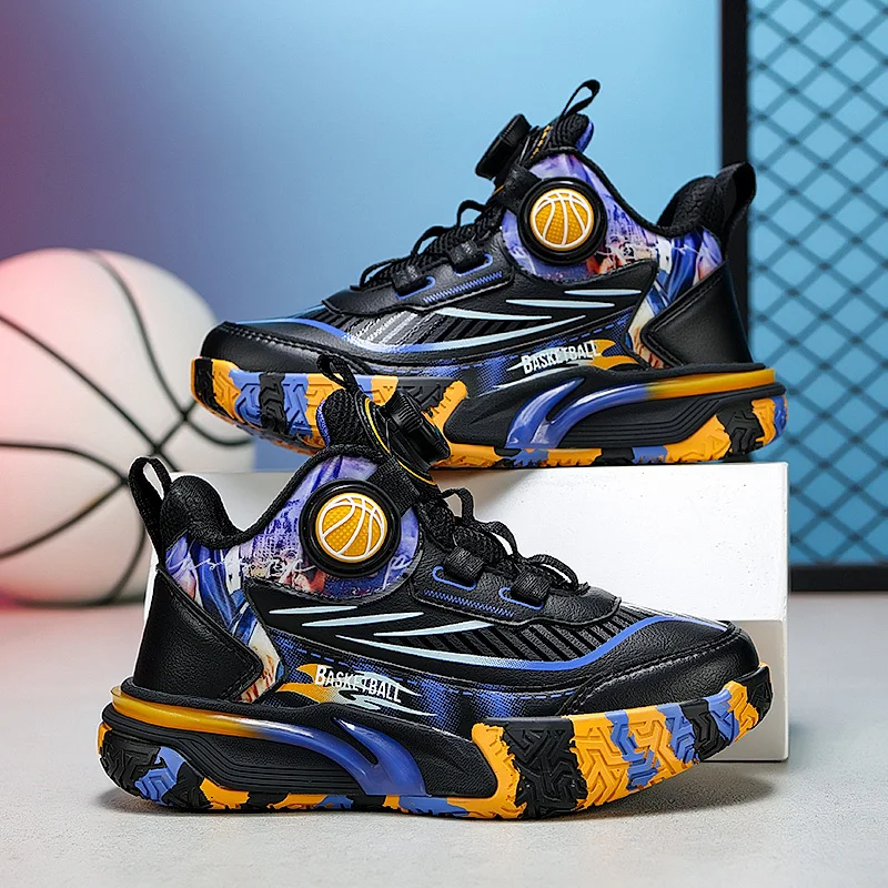 

Пара детских четырехсезонных кожаных спортивных туфель, износостойкая повседневная обувь с вращающейся пряжкой, размеры 31-40, CT-L9808