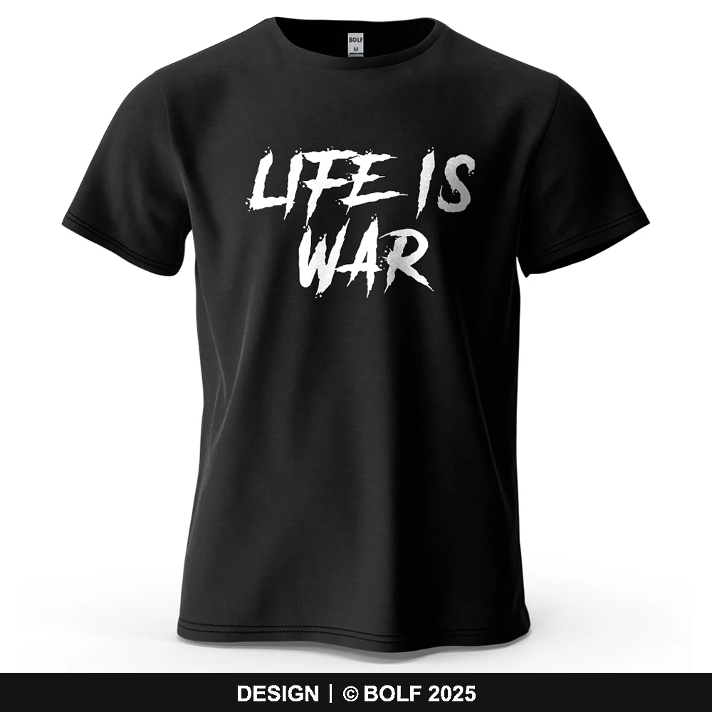 Herren Life Is War Grafik-Kurzarm-T-Shirt aus 100 % Baumwolle, atmungsaktiv, bedruckt, Tops, T-Shirt für Damen, Sommer, lässige Sportbekleidung