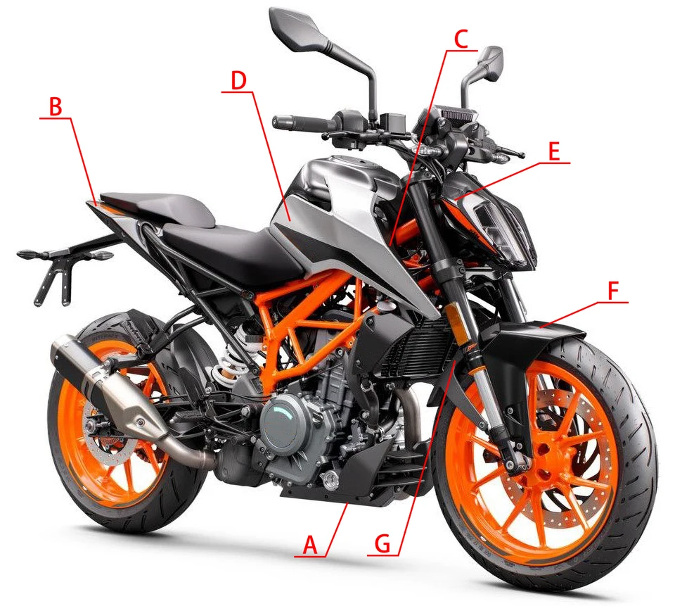 for Duke 390 Fairings Motorcycle Injection Panel Bodywork Frame
