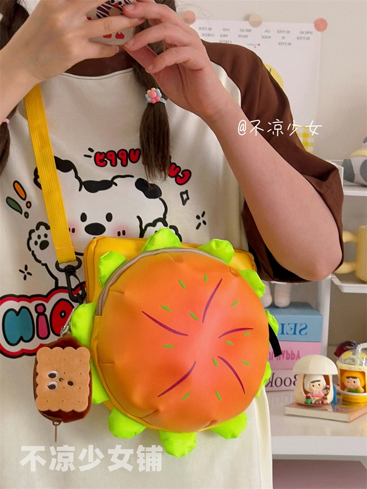 Sandwich cheeseburger school bag Japanese ins student cute large capacity Internet celebrity backpack girl niche backpack