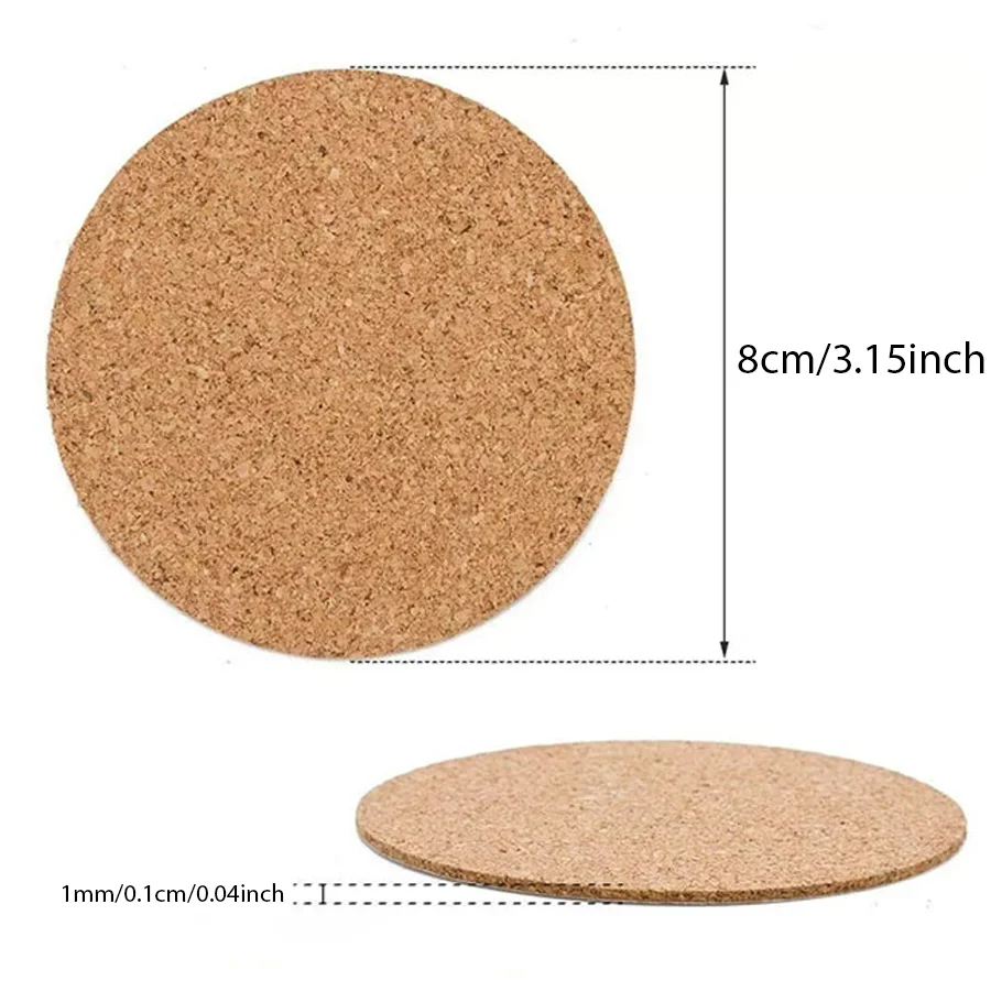 10/30pcs Round Self‑Adhesive Cork Pad Sheets, Coaster Mats, Suitable for Plant Pots, Vases, Furniture Base, Home Decor XJM