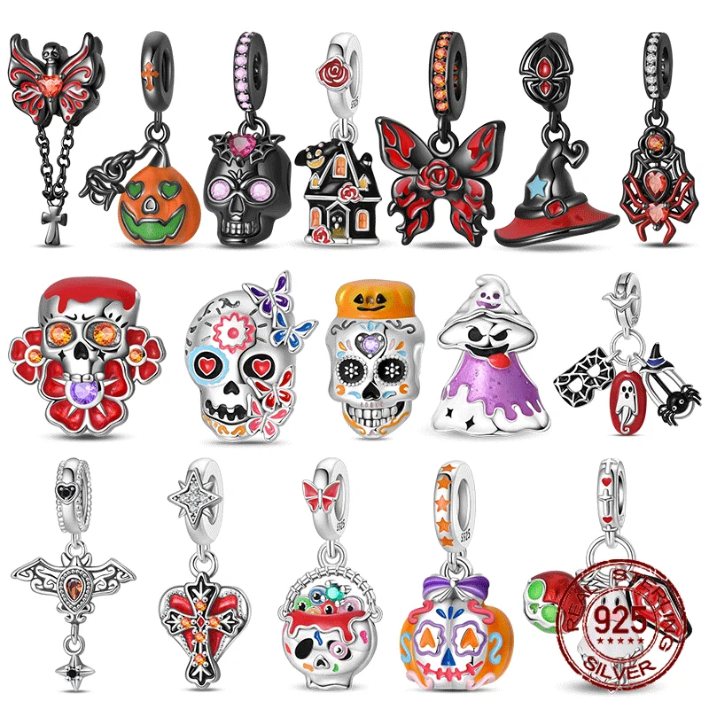 

Skull Demon Pumpkin Head Ghost Halloween Pendant Jewelry Beads for S925 Original Bracelet Plata De Ley 925 Boutique Charms Gift