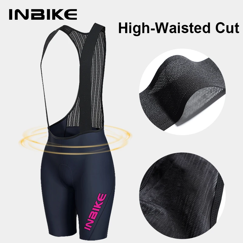 

INBIKE Summer Women Breathable Wear-Resistant Cycling Bib Shorts Slim Fit Road Bike Bicycle Bottom with Reflective Logo Design