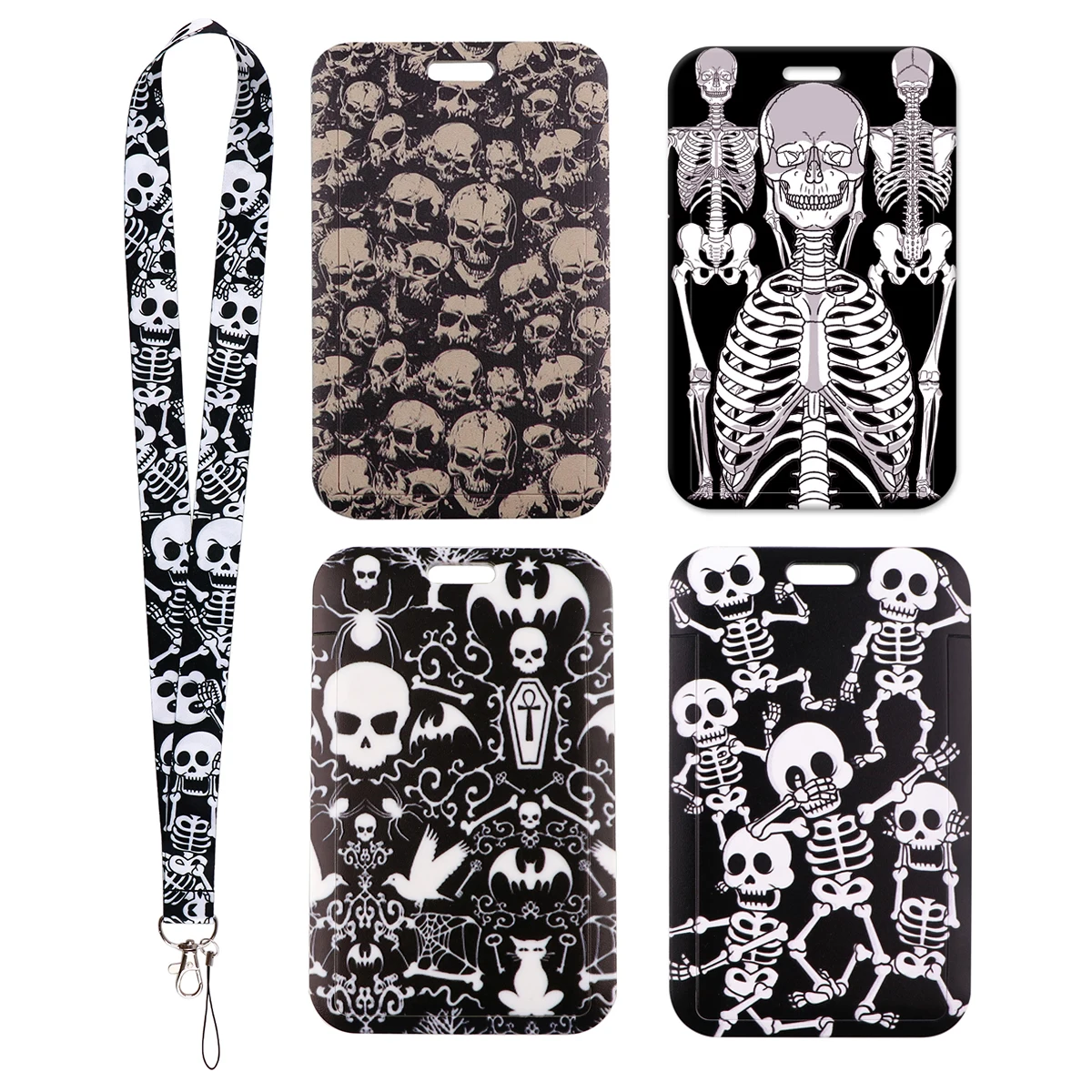 Halloween Skull Credential Holder Punk Lanyards for Key Neck Strap For Card Badge Gym Keychain Keyring Nurse Doctor Accessories