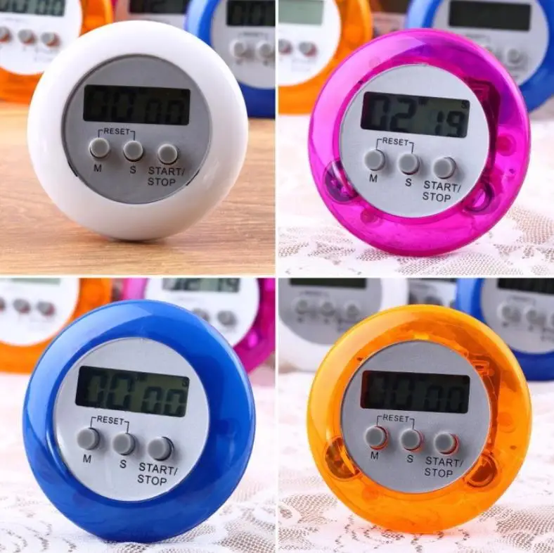 

Cooking Timer Digital Alarm Kitchen Timers Gadgets Mini Cute Round LCD Display Count Down Tools Battery Installed With Clip ni11