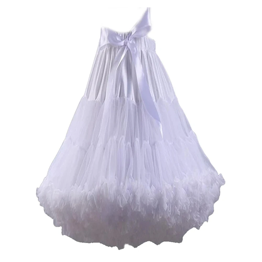 55CM Long Adult Puffy Tutu Skirt Layered Ballet Dance Soft Tulle Pettiskirts Dress Underskirt Fluffy Lolita Cosplay Petticoats