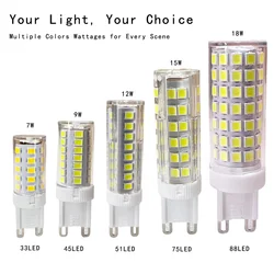 Lámpara LED halógena para uso en el hogar, Bombilla SMD 220 de 7W, 9W, 12W, 15W, 18W, CA de 110V, 2835 V, reemplazo de 30/40W, 20 piezas, G9 Entrega rápida