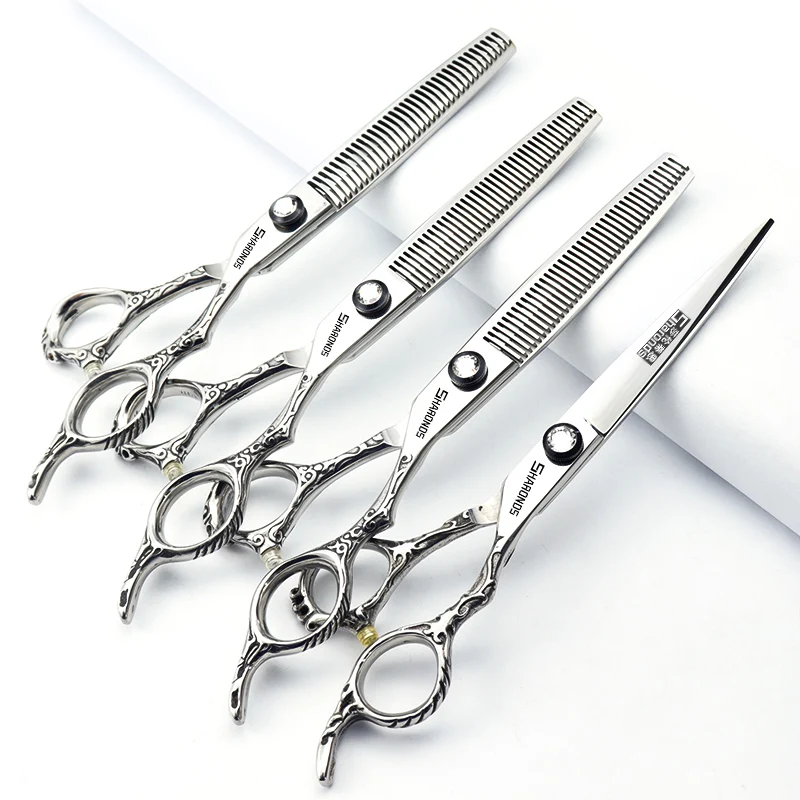 Retro Hair Scissors 6.5-inch Flat Hairdressing Gallery Hair Cutting, Thin Teeth Cutting, Professional Hair Cutting Scissor Set.