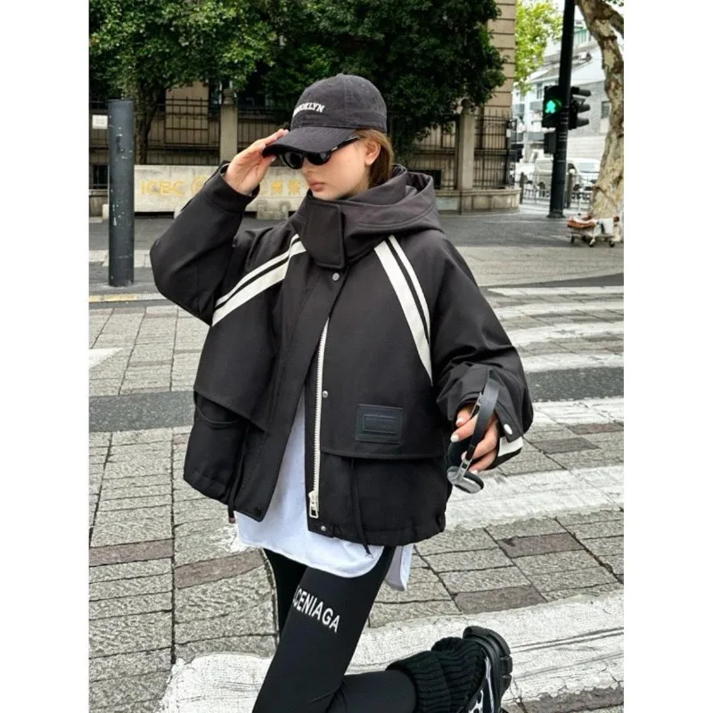Winter New Style Cotton Coat Korean Style Loose Patchwork of Contrasting Colors Short Style Cotton Coat Jacket Down Cotton Jacke