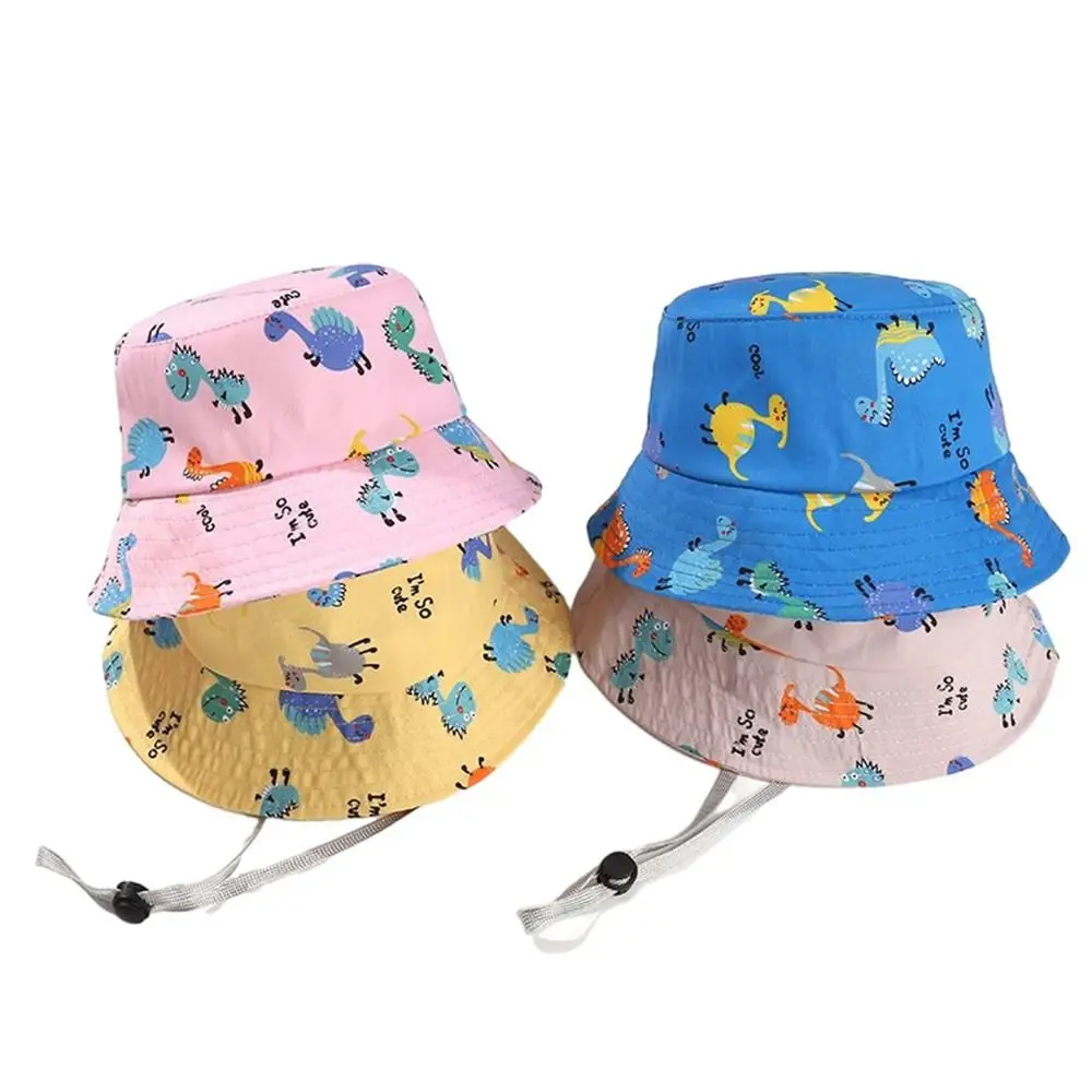 

UV Protection Kids Bucket Hat Outdoor Cute Cotton Polyester Panama Hat Breathable Cartoon Beach Cap Infant Girls Boys Beach Cap