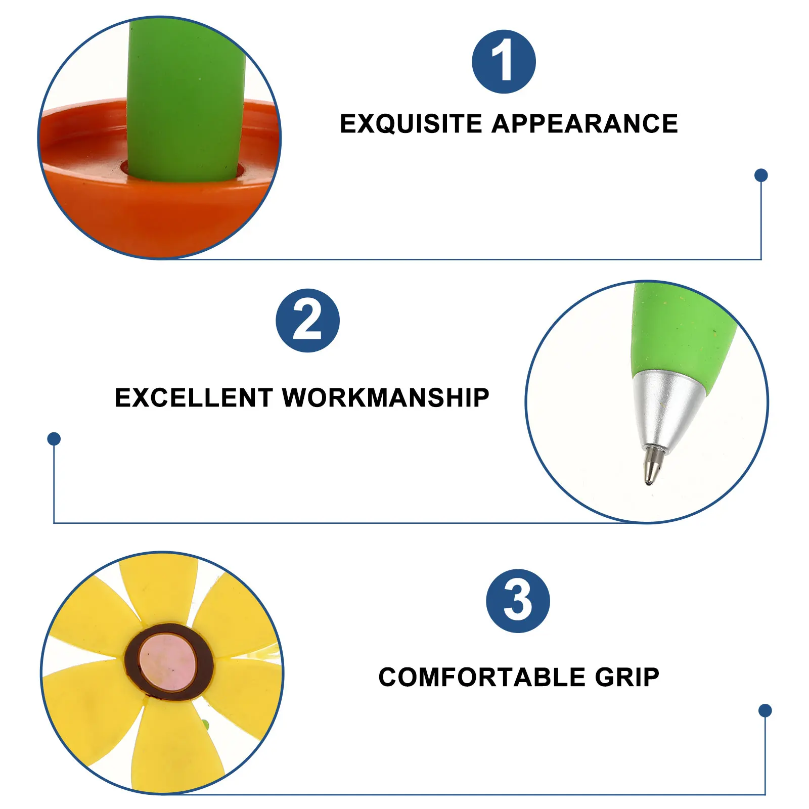 

4Pcs Sunflower Ballpoint Pens Artistic Flowerpot Design Comfortable Smooth Writing Pens for Home School Office Students