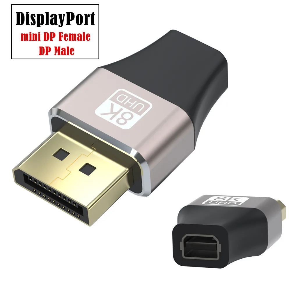 Metal Shell 1.4 Version 8K DP to Mini DisplayPort Adapter Compatible With Thunderbolt 2 Support 8K@60Hz 4K@144Hz