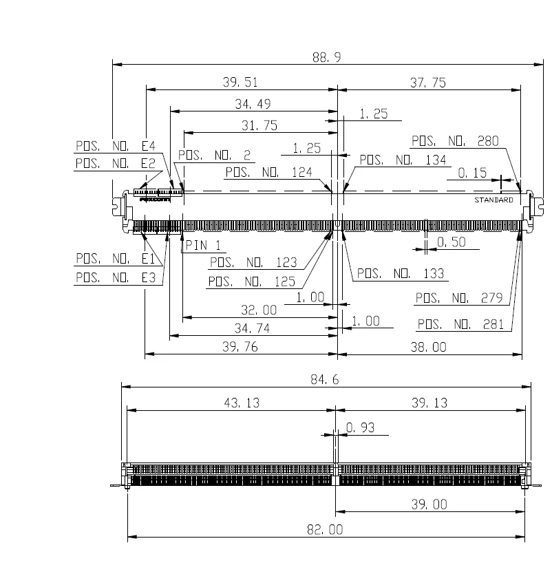 As0B821-S55B-7H/Pci-E/5.5H/314P/0.5 مم/ملصقات أفقية